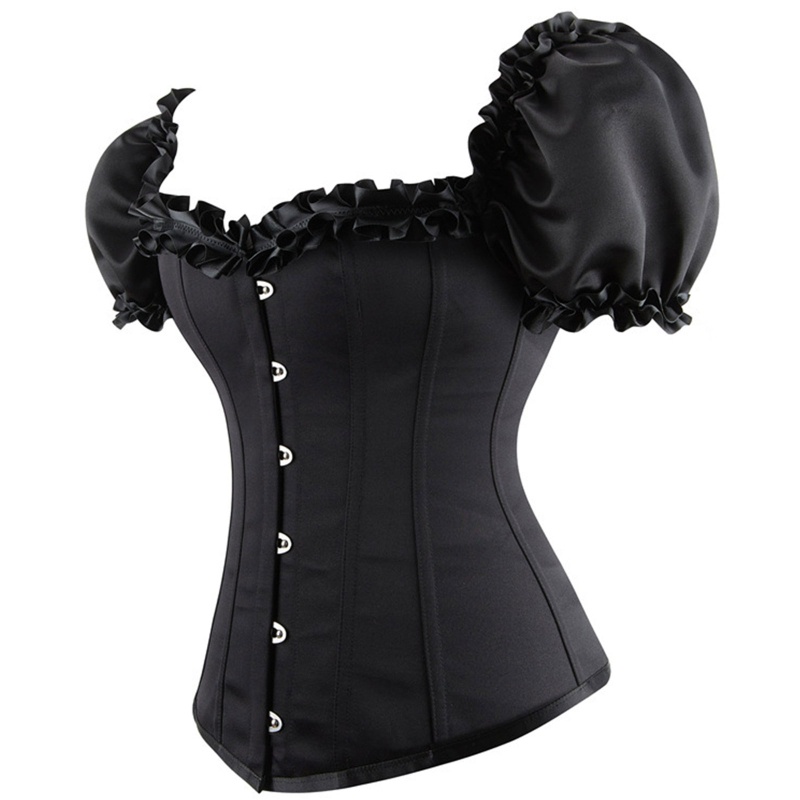 Áo Croptop Tay Ngắn Màu Đen Phong Cách Vintage Cho Nữ