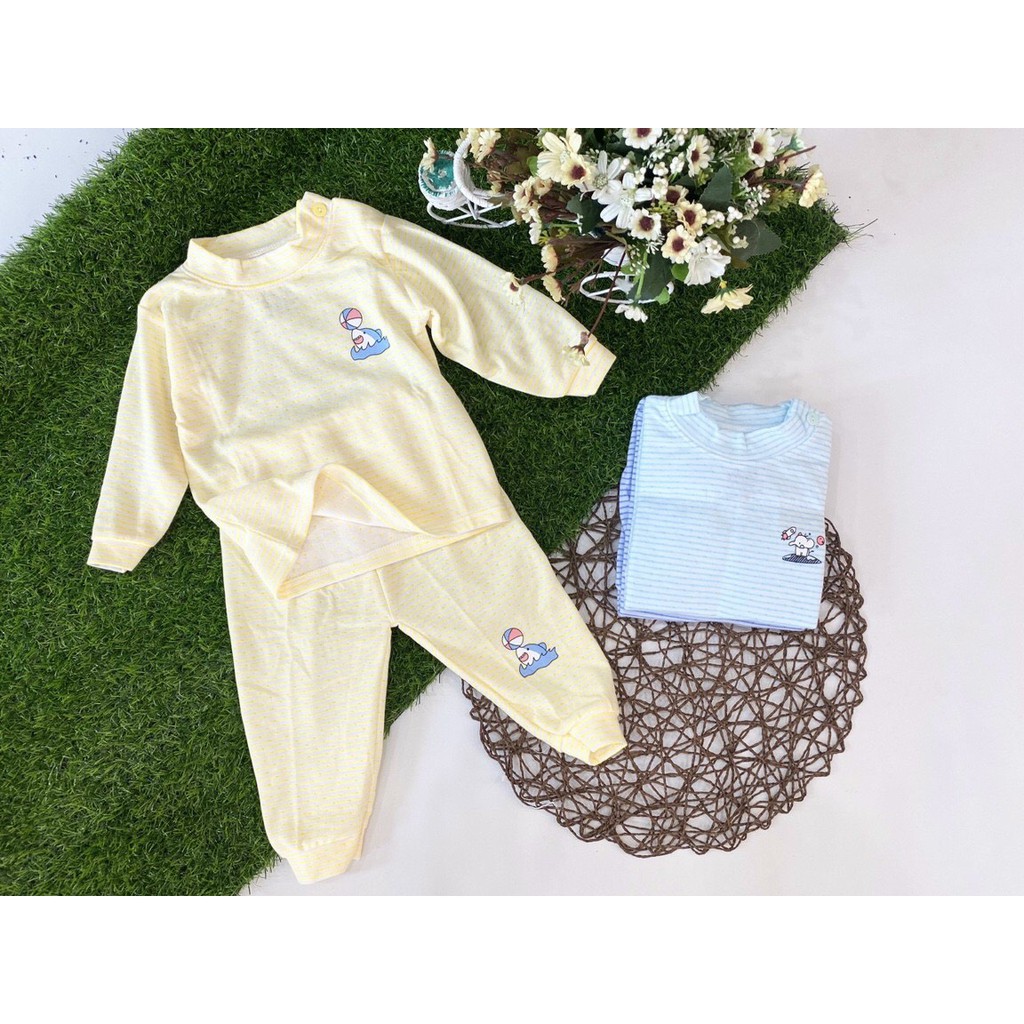 Bộ Dài Tay Cho Bé Gái, Bé Trai Minky Mom Vải Cotton 100% Hoạ Tiết Gấu Bu, Bộ Quần Áo Trẻ Em Thu Đông