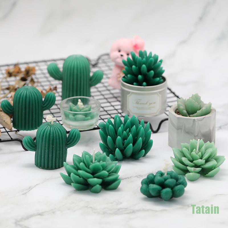 Khuôn silicone tạo hình làm nến/xà phòng hình cây xương rồng 3D DIY