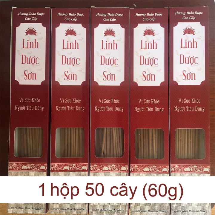 Nhang sạch LINH DƯỢC SƠN - 100% thảo dược thiên nhiên - thơm nhẹ, ít khói, không độc hại [1 Hộp 50 cây]