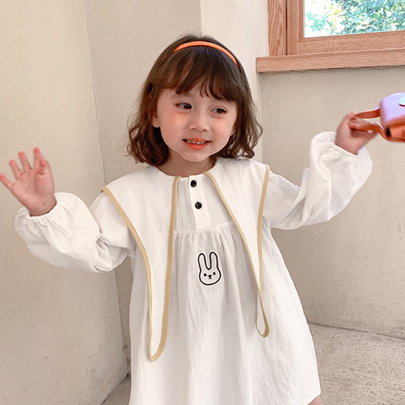 Đầm công chúa tay dài phồng cổ bẻ phong cách Hàn Quốc thời trang mùa thu xinh xắn dành cho bé gái