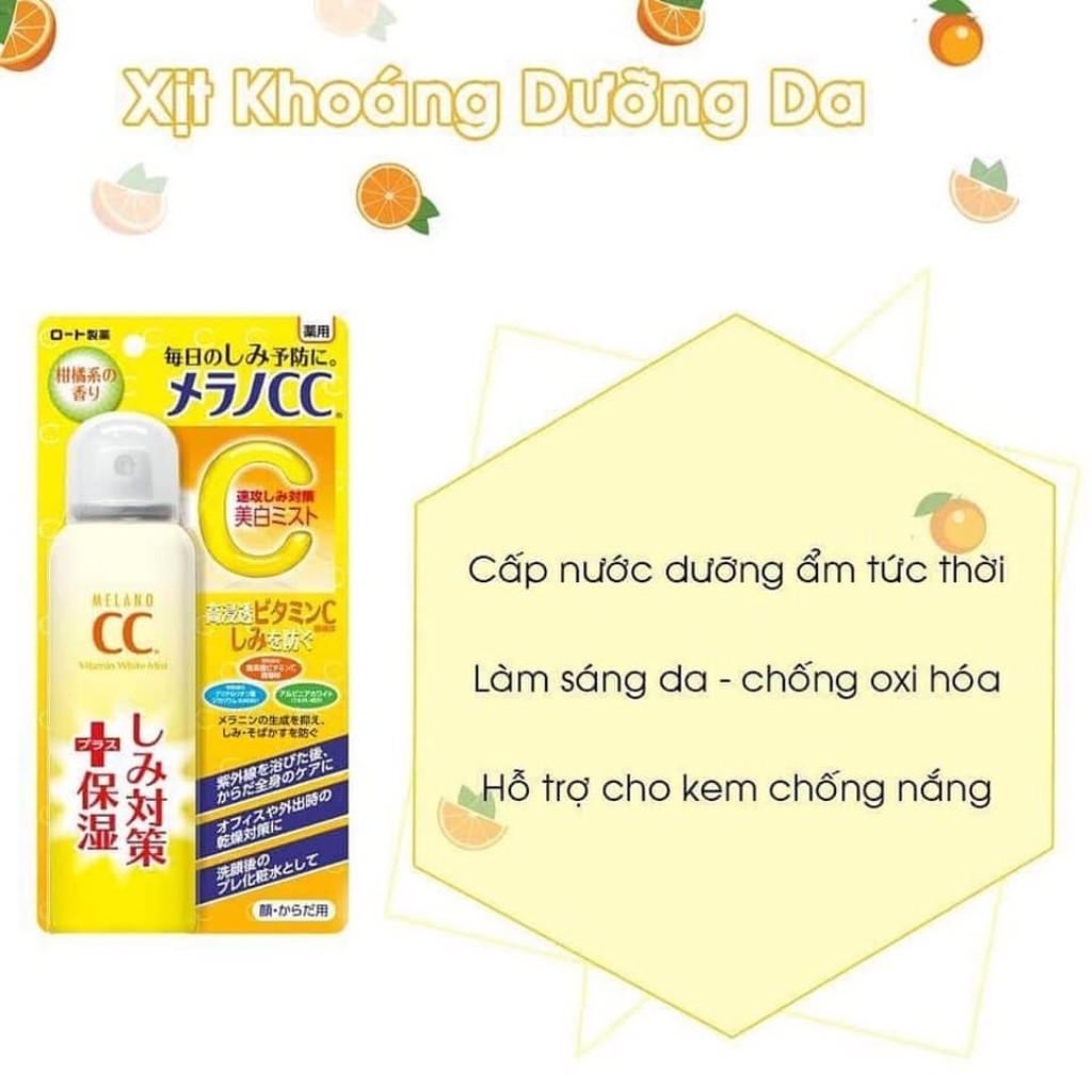 Xịt Khoáng CC Melano Rohto Whitening Mist 100g