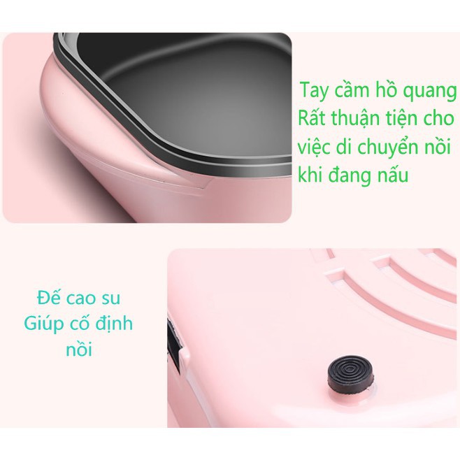 Nồi Lẩu Đa Năng 2 in 1 Có Tay Cầm Tiện Dụng, Nồi Lẩu Nướng Mini 2 ngăn Cao Cấp Bảo hành 6 tháng