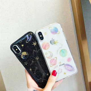 Ốp điện thoại họa tiết vũ trụ xinh xắn cho iPhone 6 6S 7 8 Plus X