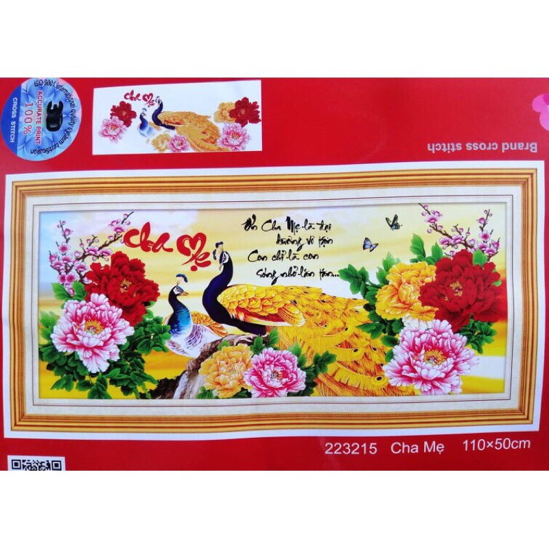 Tranh thêu chữ thập Cha Mẹ 223215 (110x50) chưa thêu