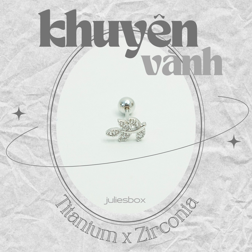 [1 Chiếc] Khuyên Tai Vành Lá Nhỏ Tai Xỏ Nam Nữ Hình Unisex Titanium Không Đen Không Ngứa Không Dị Ứng julies box