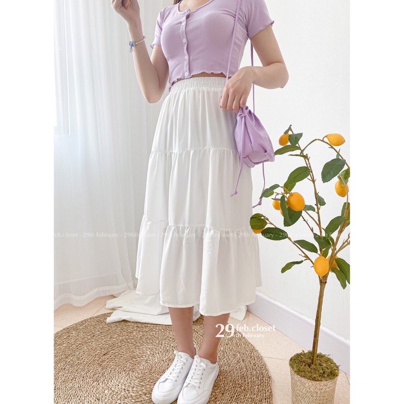 Chân Váy Dài 3 Tầng- Chân váy đen trắng 2 lớp chất liệu voan kiểu dáng ulzzang