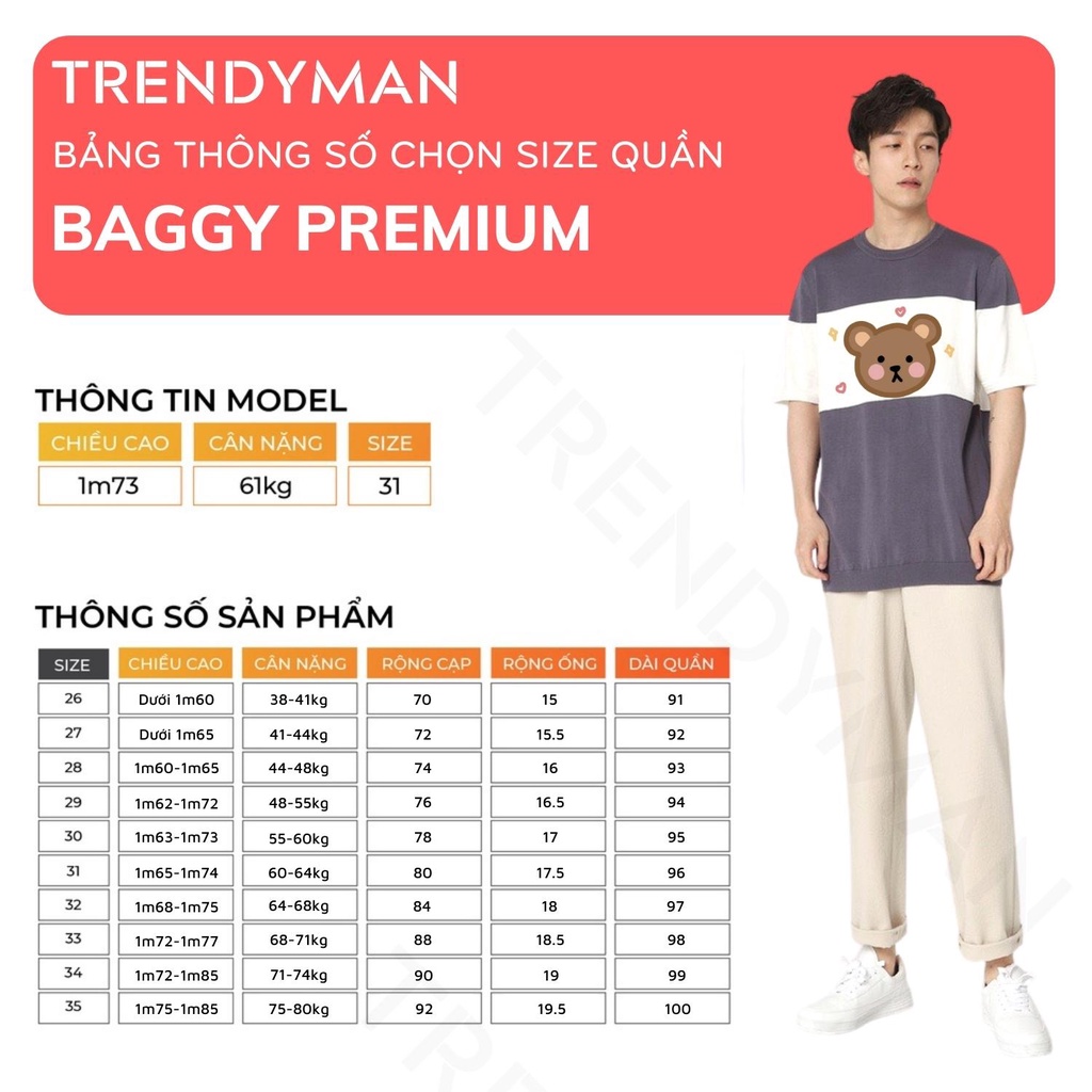 Quần baggy nam ống rộng Trendyman vải chất lượng Premium , quần âu nam dáng xuông co giãn nhẹ dòng cao cấp