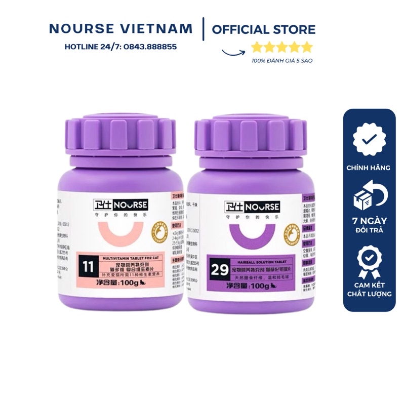 Combo Nourse 11+29 bổ sung cỏ và vitamin giúp tiêu búi lông và tăng đề kháng cho mèo