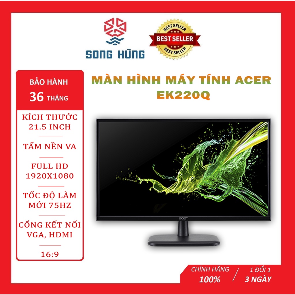 Màn hình Acer EK220Q 21.5inch/FHD/VA/75Hz/5ms/250nits/HDMDI+VGA, màn hình máy tính giá rẻ chính hãng