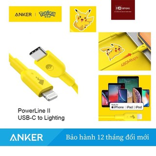 Dây Cáp Sạc Nhanh ANKER A8632/ ANKER A8152 dài 0.9m Type C to Lightning (Phiên bản ANKER Pokemon A8632S71)