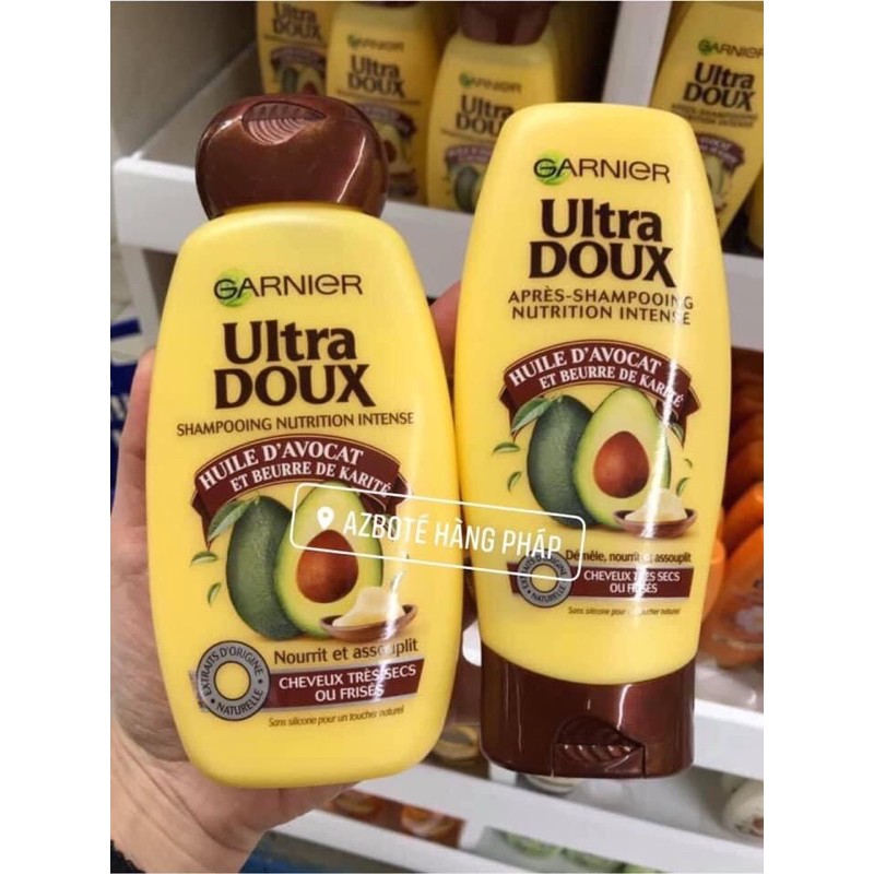 Bộ gội xả ủ tóc Ganier Ultra Doux tinh chất bơ