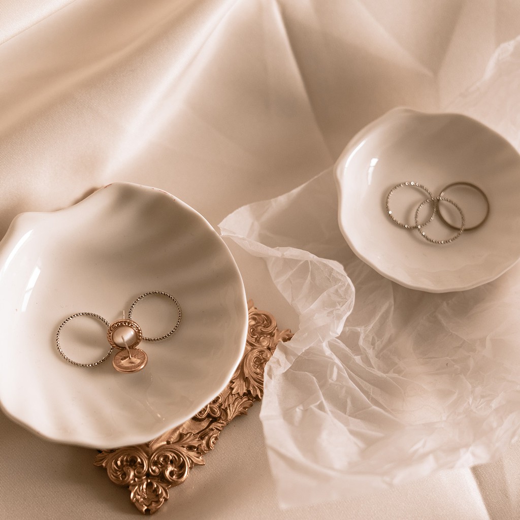 Dĩa đựng hình vỏ sò độc đáo / Đĩa Sứ Hình Vỏ Sò Đựng Trang Sức Thiết Kế Sang Trọng