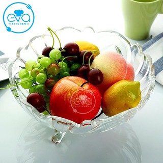 Đĩa Đựng Trái Cây Hoa Quả Thuỷ Tinh 3 Chân DeLi
