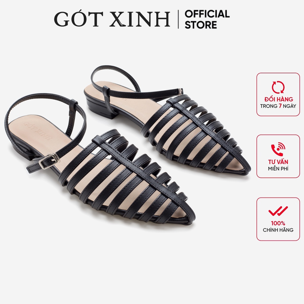 Giày sandal rọ nữ GÓT XINH SD1 da mềm đế vuông cao 2cm