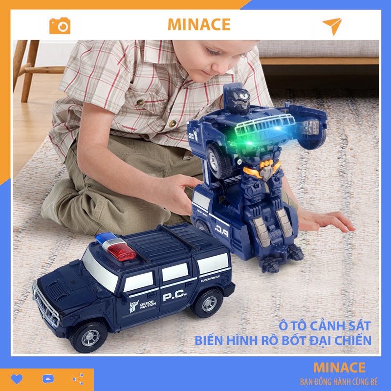 Đồ chơi trẻ em ô tô robot biến hình cho bé phát triển tư duy vận động MINACE OR