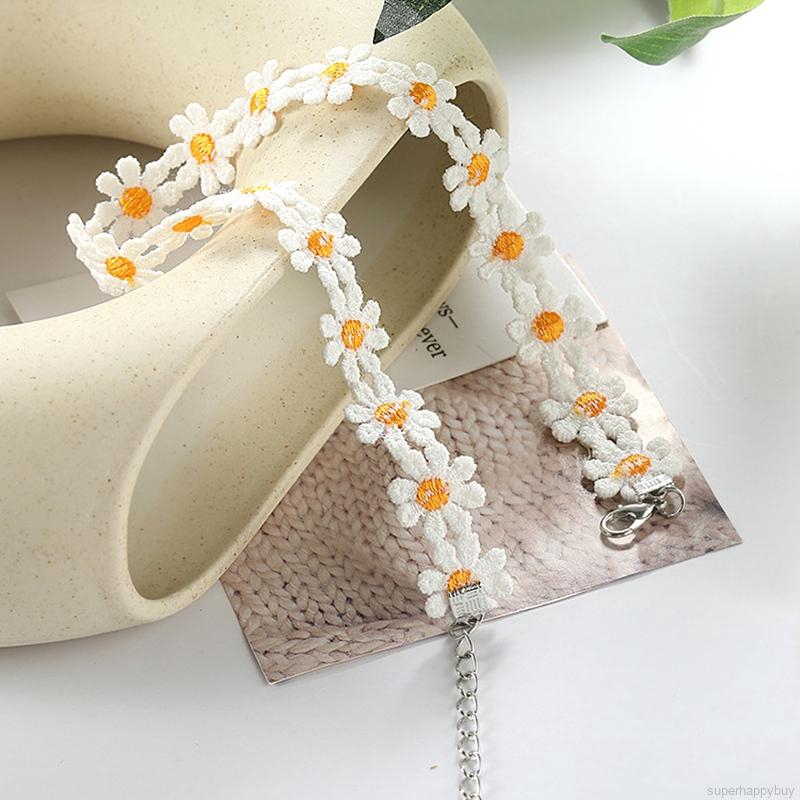 Vòng cổ dệt hình hoa cúc thủ công thời trang cho nữ