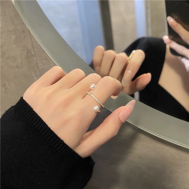 Nhẫn nữ đá phối ngọc trai nhân tạo siêu xinh NNT143