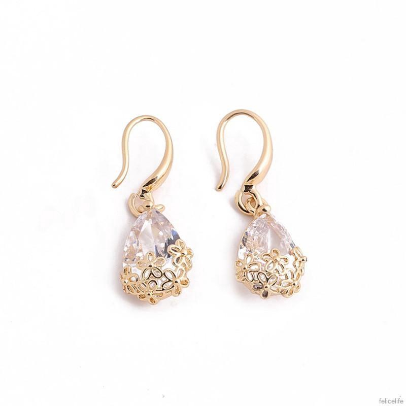 Đôi khuyên tai dài hình giọt nước đính đá thời trang cho nữ