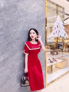 Đầm xoè thêu hoa