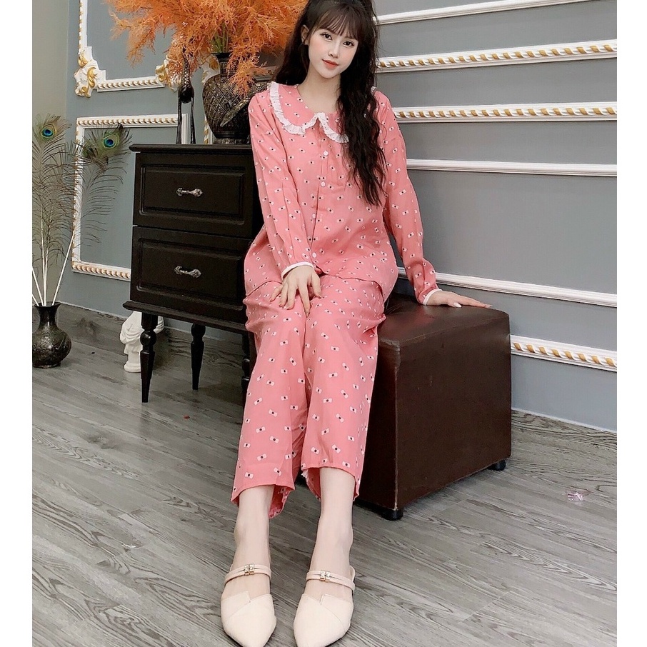 Đồ bầu mặc nhà - bộ bầu sau sinh chất đũi hàn phối ren ở ngực thời trang Xoài Boutique