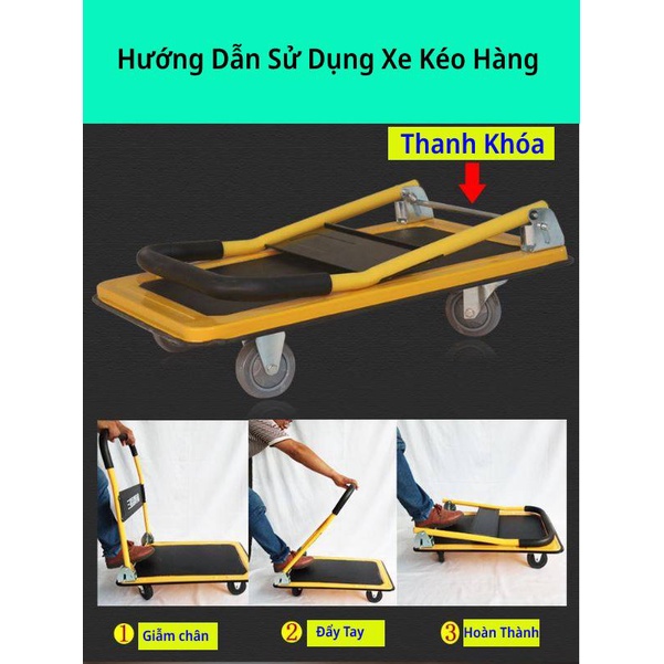 Xe Đẩy Hàng ,Xe Kéo hàng Đa Năng Gấp Gọn Tải trọng Lớn 150kg-XDT03