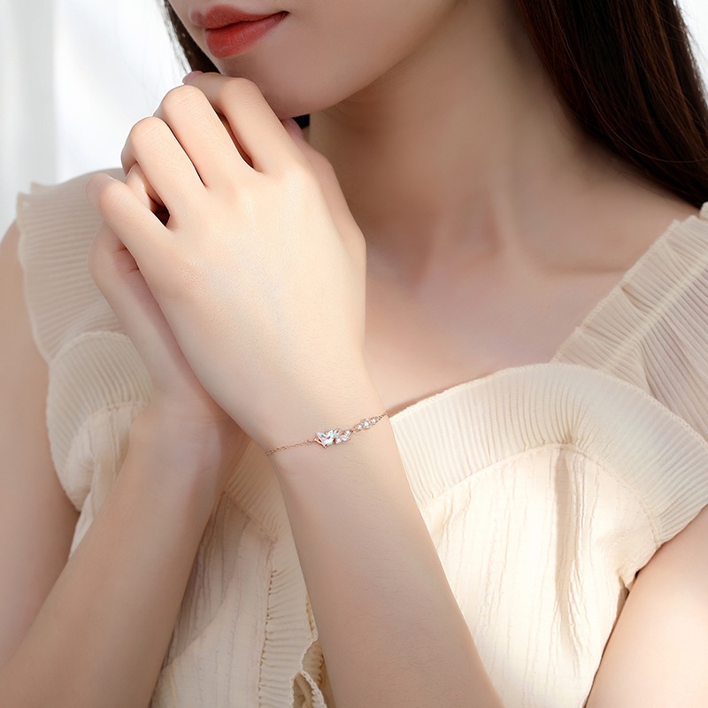 Lắc Tay Bạc Nữ hình Cánh B.ướm May Mắn -Vòng Tay Bạc tự thiết kế đến từ Sterling M.Lady Jewelry