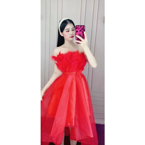 Đầm dự tiêc tầng đuôi tôm đinh lông TRIPBLE T DRESS - Size M/L (kèm ảnh/video thật )
