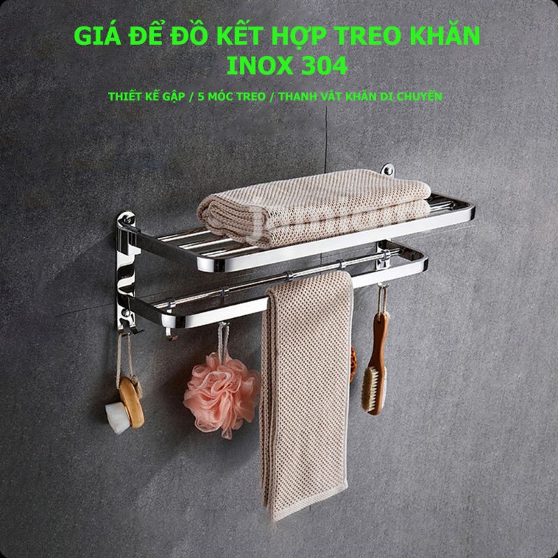 Hàng Cao Cấp Giá Treo Khăn Nhà Tắm INOX 304 (LOẠI 1-CHÂN ĐẾ ĐẶC, CHỐNG GỈ VÀ BÁM VÂN TAY)