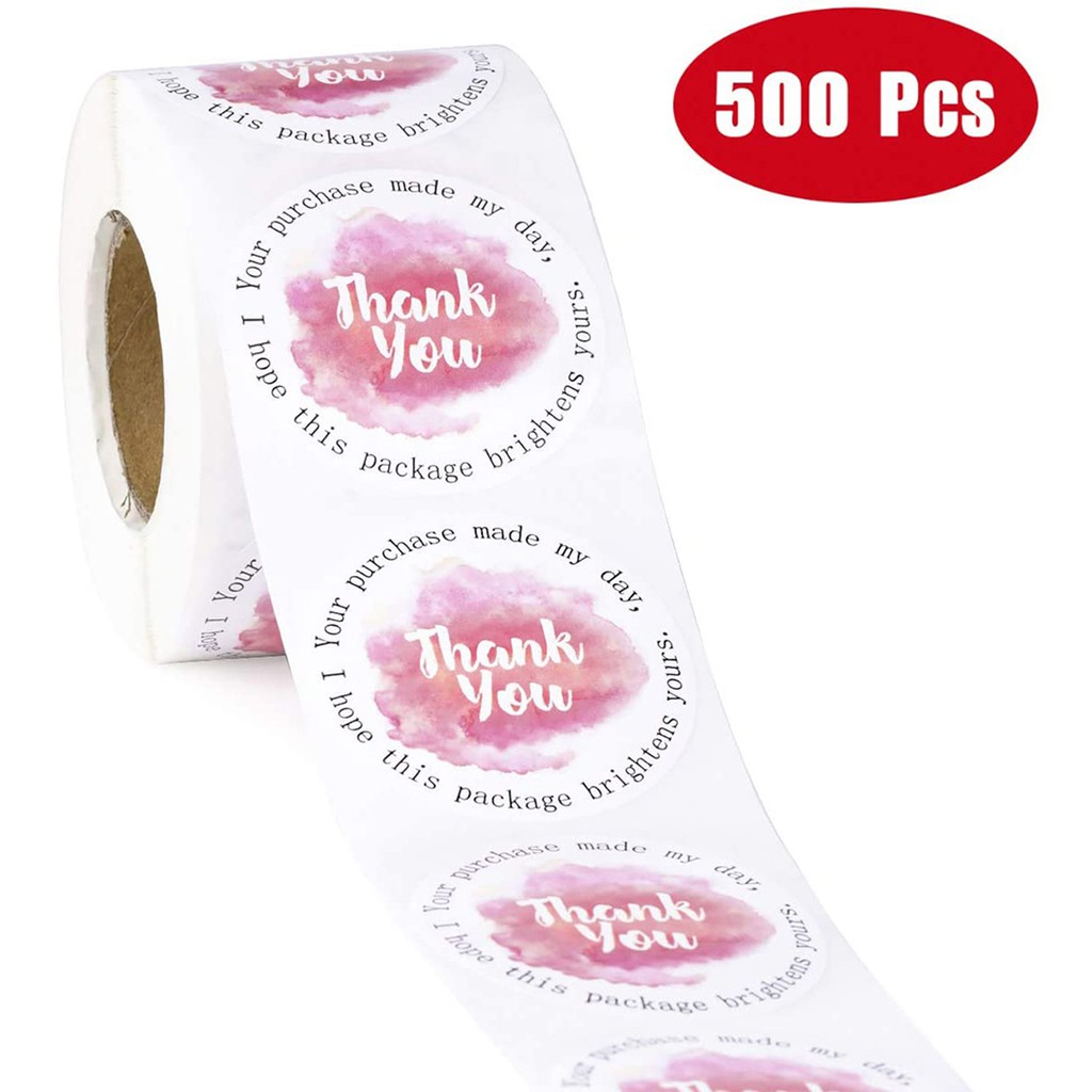 Cuộn 500 Nhãn Dán Chữ Thank You For Your Order Màu Hồng Trang Trí Sổ Tay Nhật Ký