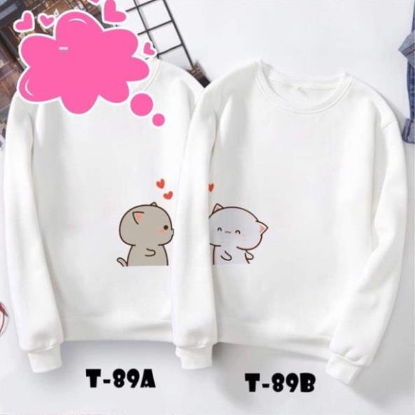 Áo Đôi Áo Cặp Nam Nữ Tình Yêu Áo Đôi Thu Đông Dài Tay Bo Tay In Mèo Hôn Tim Chất Đẹp Giá Rẻ Siêu Dễ Thương 💯 🏐️