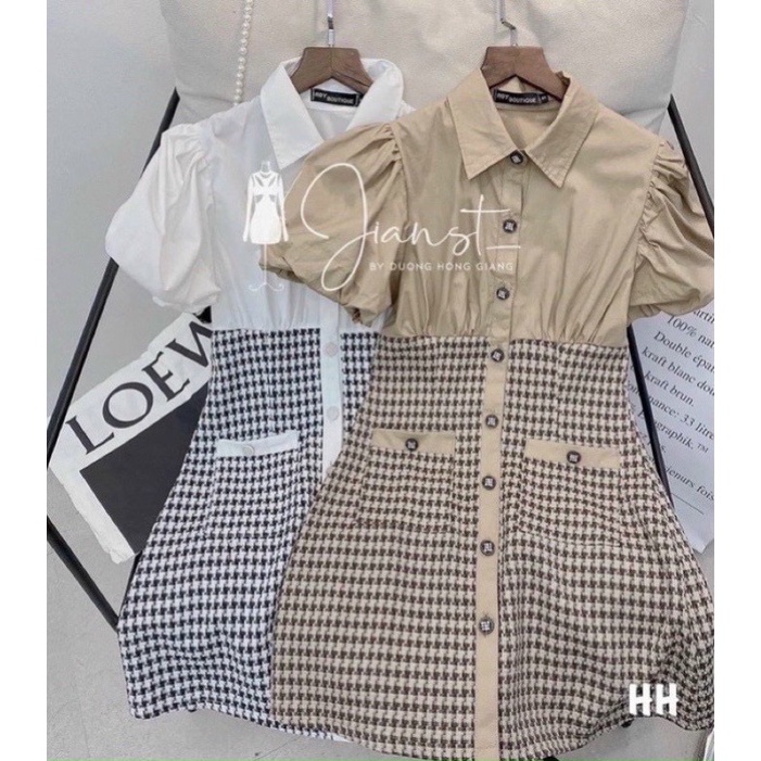 Đầm Sơ Mi ZicZac Phối Tay Bồng Bigsize 55kg Đến 100kg (M/L/XL/XXL)