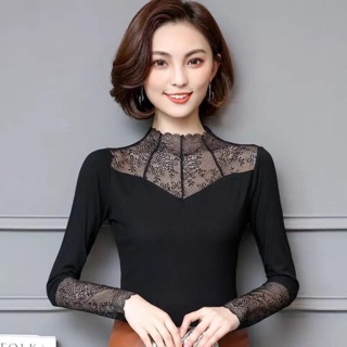 áo giữ nhiệt cổ ren lót lông mịn