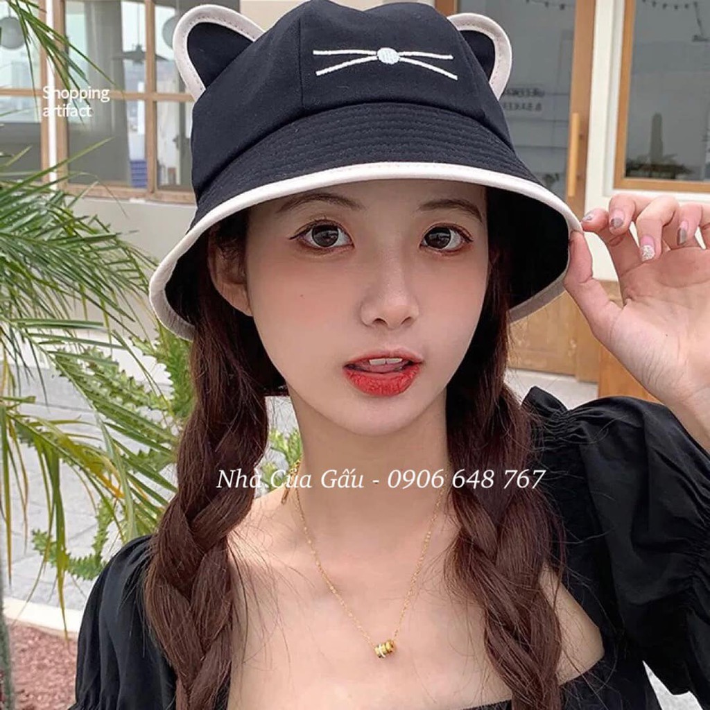 Mũ bucket nữ tai mèo mới siêu siêu cute luôn