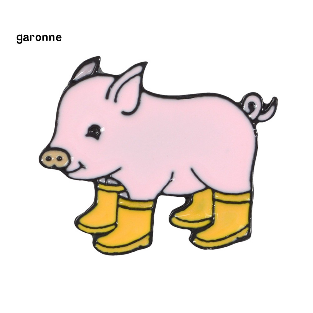 GA_Kawaii Cartoon Pig Rain Boots Animal Alloy Enamel Brooch Pin Party Gift Badge