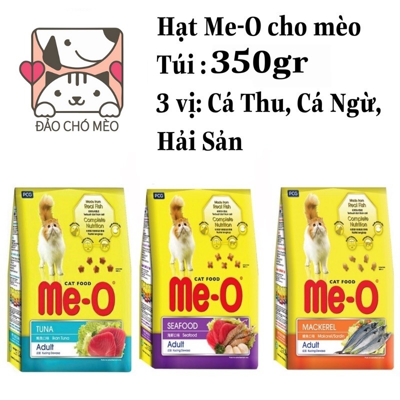 [Mã PET50 giảm 10% - tối đa 50K đơn 250K] Thức ăn cho mèo dạng hạt khô MeO 3 vị Mèo Me-O 350gr, Date mới - Đảo Chó Mèo