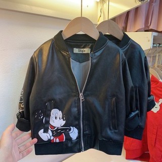 Áo khoác da bomber mickey cho bé v163 - unchi store