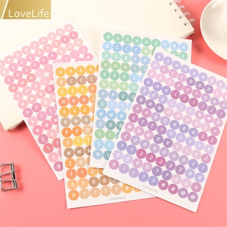 Set 4 Tấm Hình Dán Chữ Cái/ Trái Tim Nhiều Màu Sắc Dùng Để Trang Trí Sổ Tay