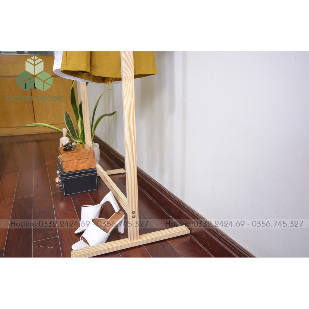 Gía Treo Quần Áo Thanh Đơn Gỗ Thông (86 cm) - Single Hanger - Clover Decor - Phong cách Hàn Quốc | BigBuy360 - bigbuy360.vn