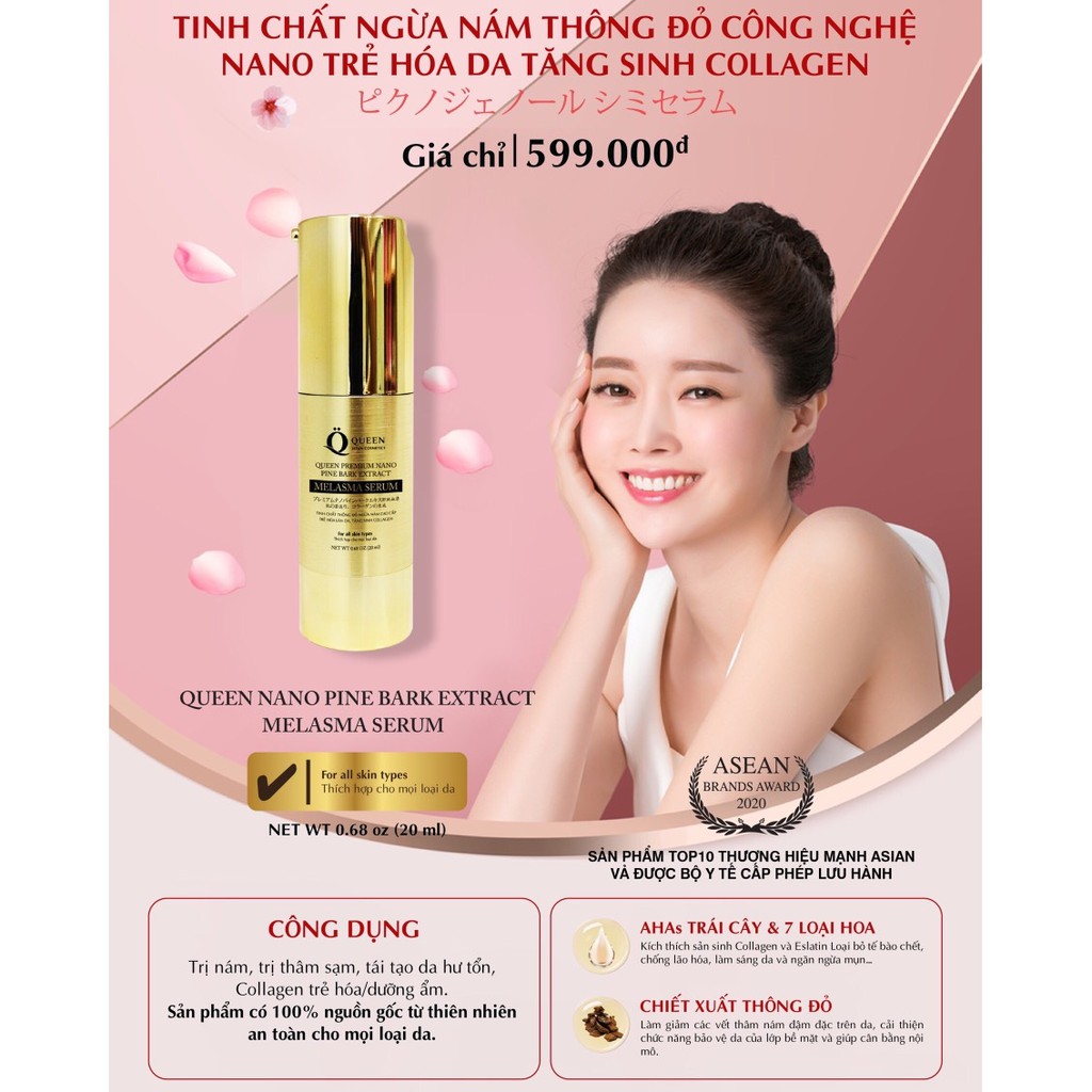 Bộ Qùa tặng Mỹ phẩm ngừa nám Queen Japan - Combo 3 trong 1, ngừa nám, tàn nhang, trắng da, căng bóng Queen Japan | BigBuy360 - bigbuy360.vn