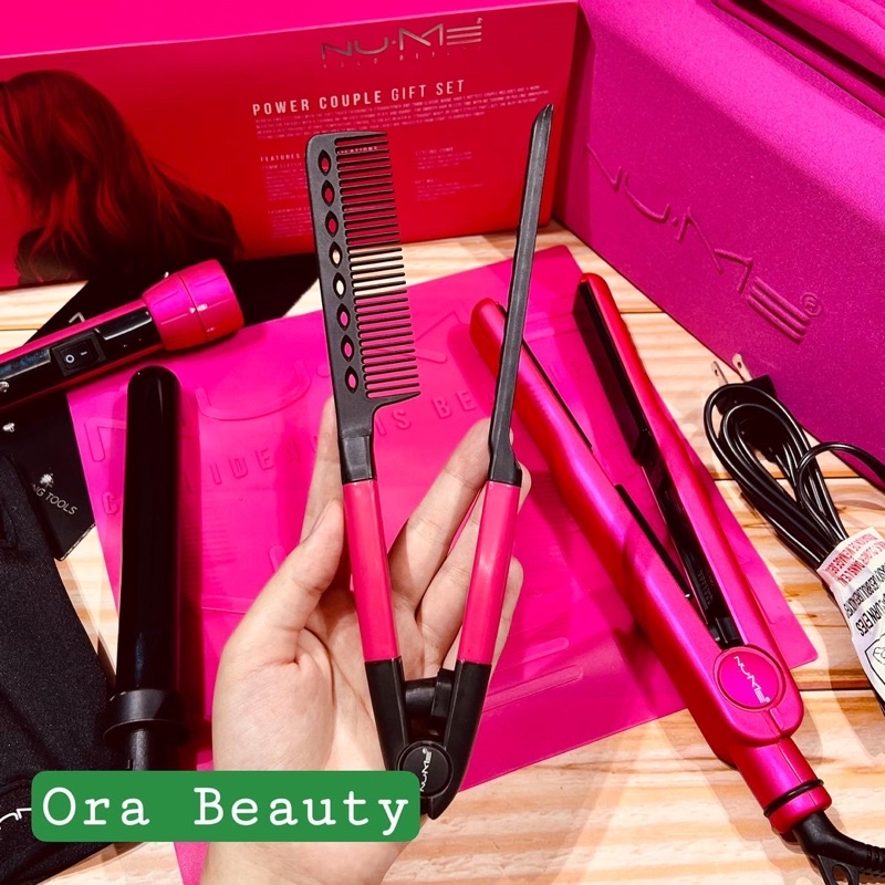 Bộ dụng cụ tạo kiểu tóc NuMe - Power Couple Hair Straightener and Curling Wand Set - Pink