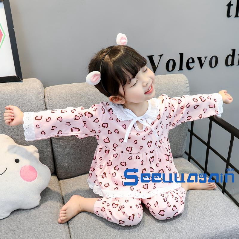 Bộ Đồ Ngủ Pijama Họa Tiết Da Báo Cho Bé Gái