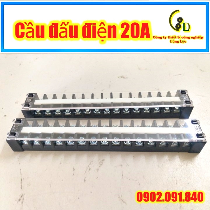 Cầu đấu điện 10A, 20A 15, 20 chân, mắt, pha 1 cái Korea Domino terminal block chia dây điện hàng nhập khẩu Hàn Quốc