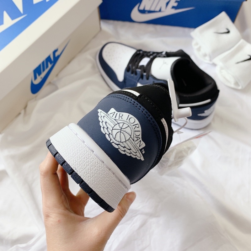 Giày Thể Thao Nam Nữ Sneaker Jordan Cổ Thấp JD 1 Xanh Navi Thấp Cổ  Full Sz Nam Nữ Chuẩn 11 [ Mẫu Mới - Full Bill Box]