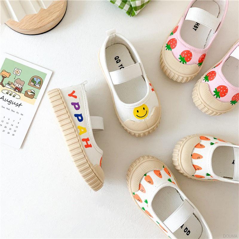 Giày vải canvas in hoạt hình kiểu Hàn Quốc dễ thương cho bé gái