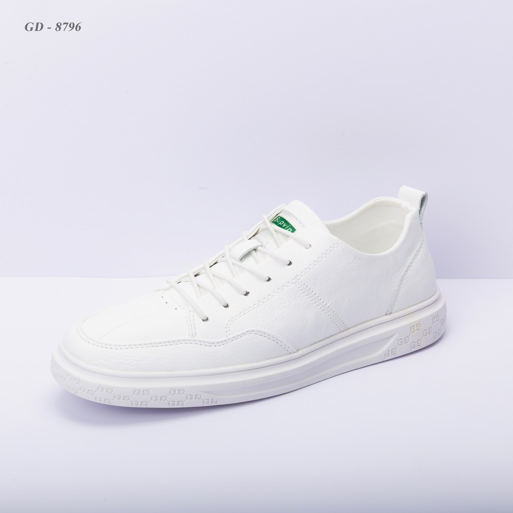 Giày nam sneaker màu trắng chất liệu da mềm êm chân kiểu dáng hàn quốc GD8796