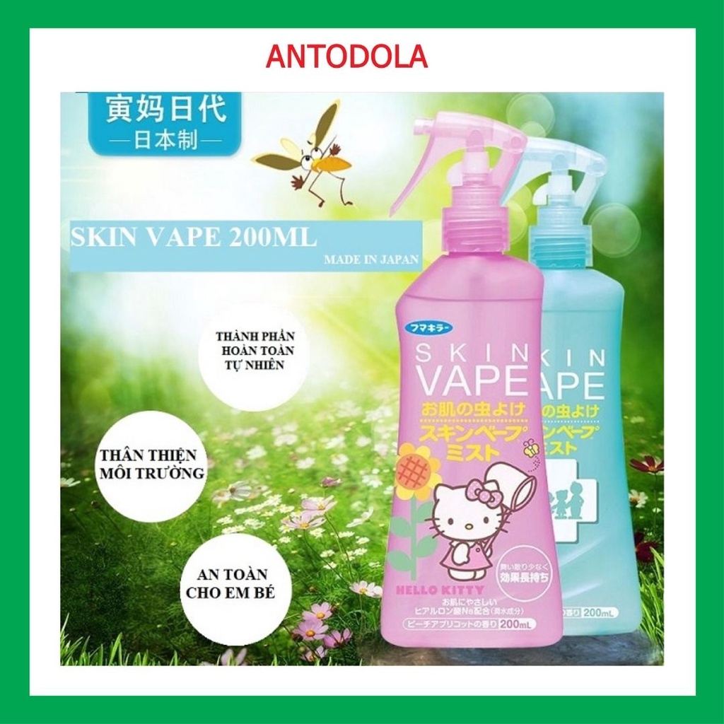 Xịt Chống Muỗi &amp; Côn Trùng Skin Vape 200ml Cho Bé Skinvape Repellent Mosquito And Insect Spray - Hàng Nội Địa Nhật Bản