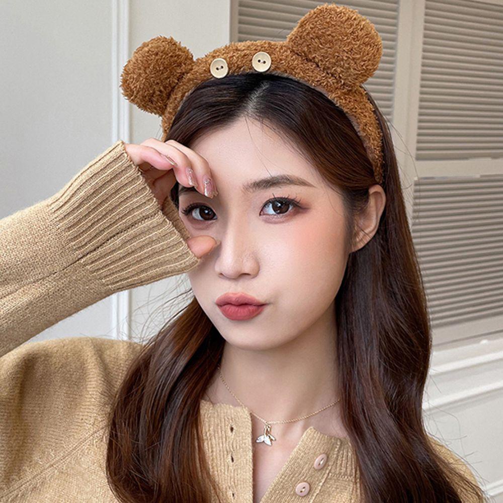 ANEMONE Băng Đô Nhung Lông Thời Trang Ngọt Ngào Kèm Nút Cài Dành Cho Nữ Rửa Mặt Trang