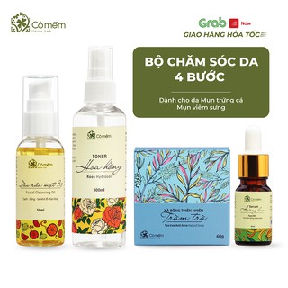 Bộ Chăm Sóc Da 4 Bước Sáng Da Giảm Mụn Tràm Trà/ Gấc Nghệ An Toàn Cỏ mềm