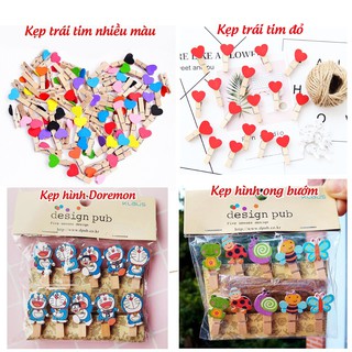 Bộ 10 kẹp gỗ nhiều hình dễ thương